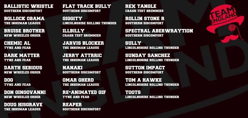 Composition of the men&#8217;s roller derby team of England